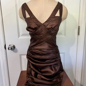 Jessica McClintock Sz 4 Dress Stretchy Bronze/Metallic NWT